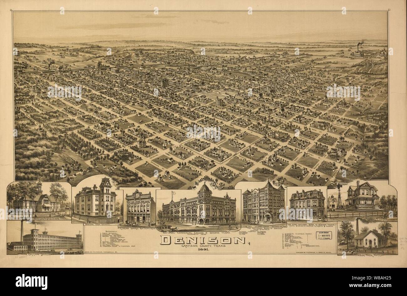Denison, Grayson County, Texas 1891. Foto de stock