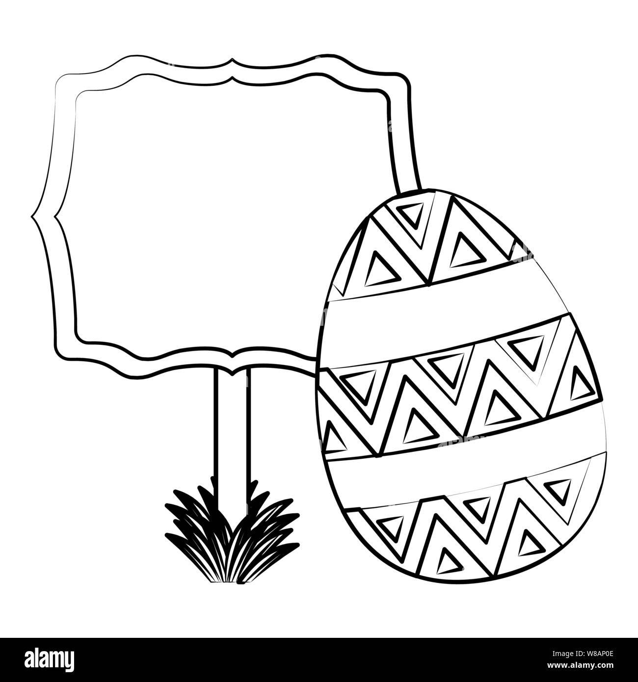Pascua feliz tradición celebración caricatura dibujo en blanco y negro  Imagen Vector de stock - Alamy