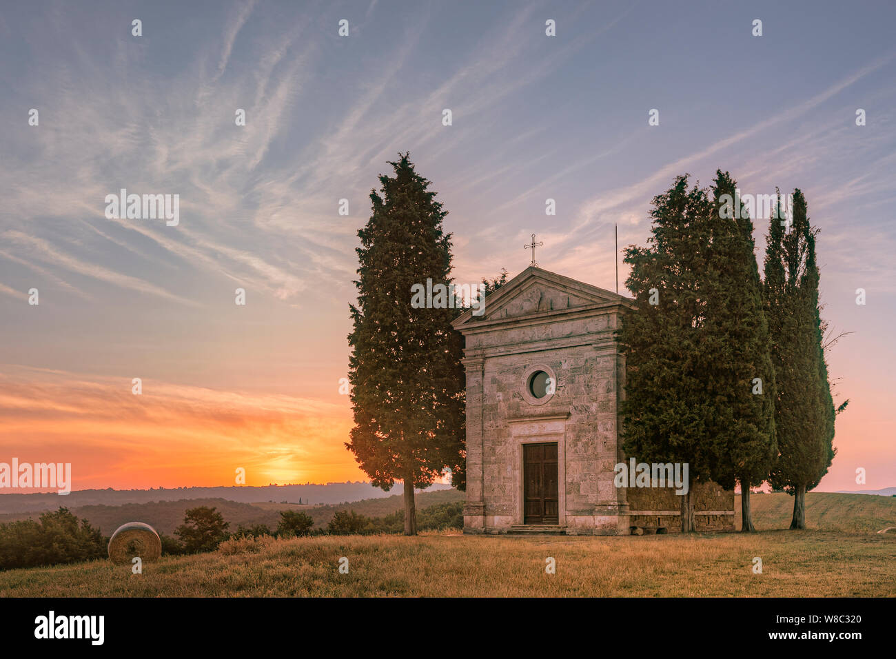 La Cappella della Madonna di Vitaleta, San Quirico, Toscana, Italia, Europa Foto de stock