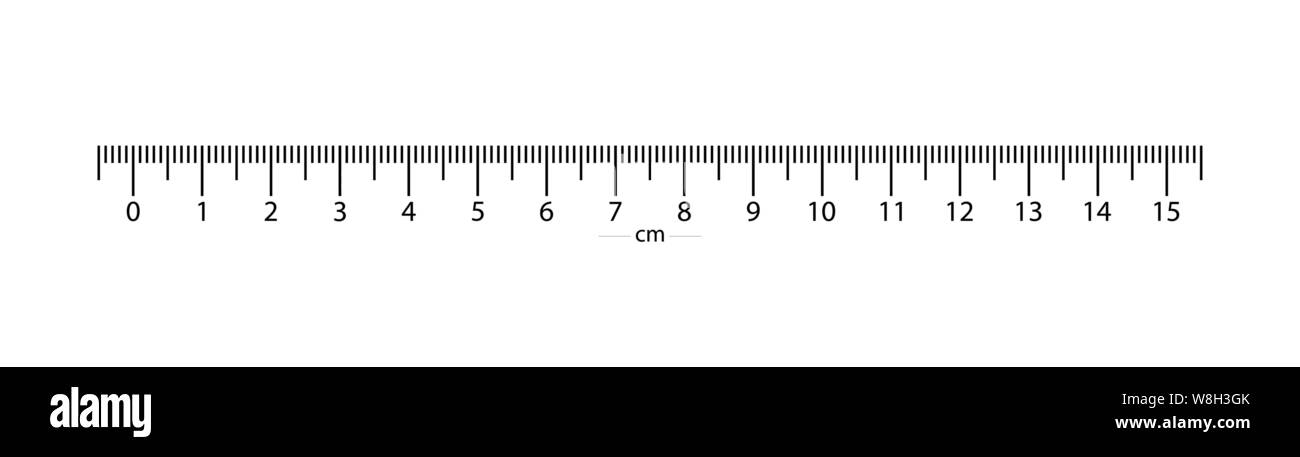 Regla real a 15 cm de la parte superior de la escala. 1 división equivale a  1 milímetro. Fondo transparente Imagen Vector de stock - Alamy