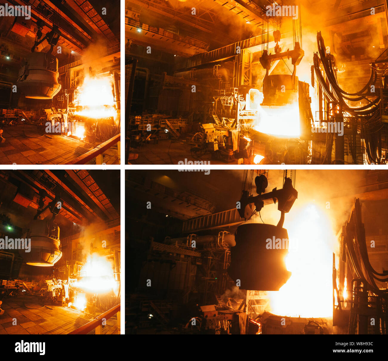 Collage de la producción de acero en hornos eléctricos Fotografía de stock  - Alamy