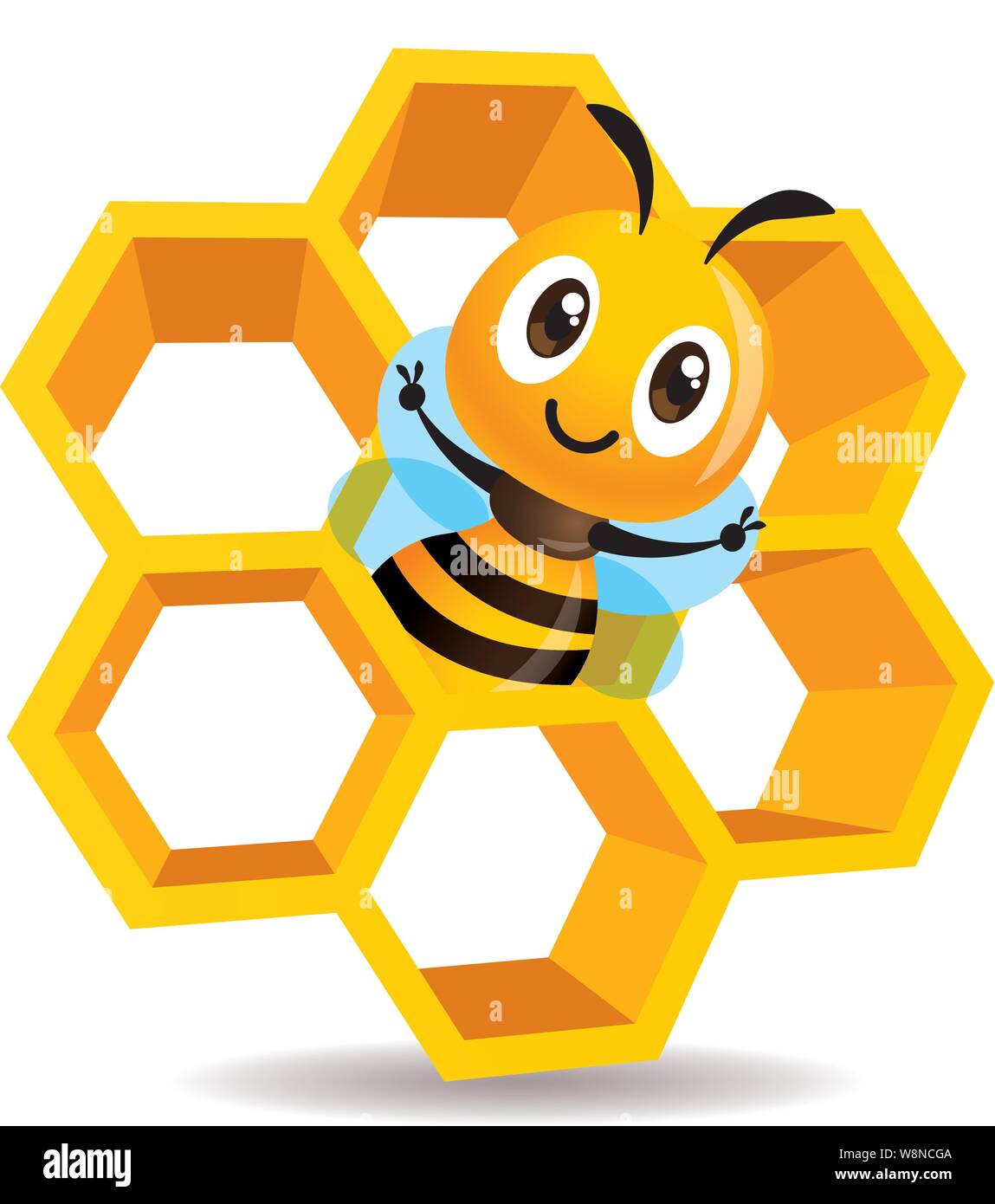 Cute dibujos animados de la abeja de miel permanezcan en el interior de la  célula. 3D panales. Panal ilustración vectorial aislado Imagen Vector de  stock - Alamy