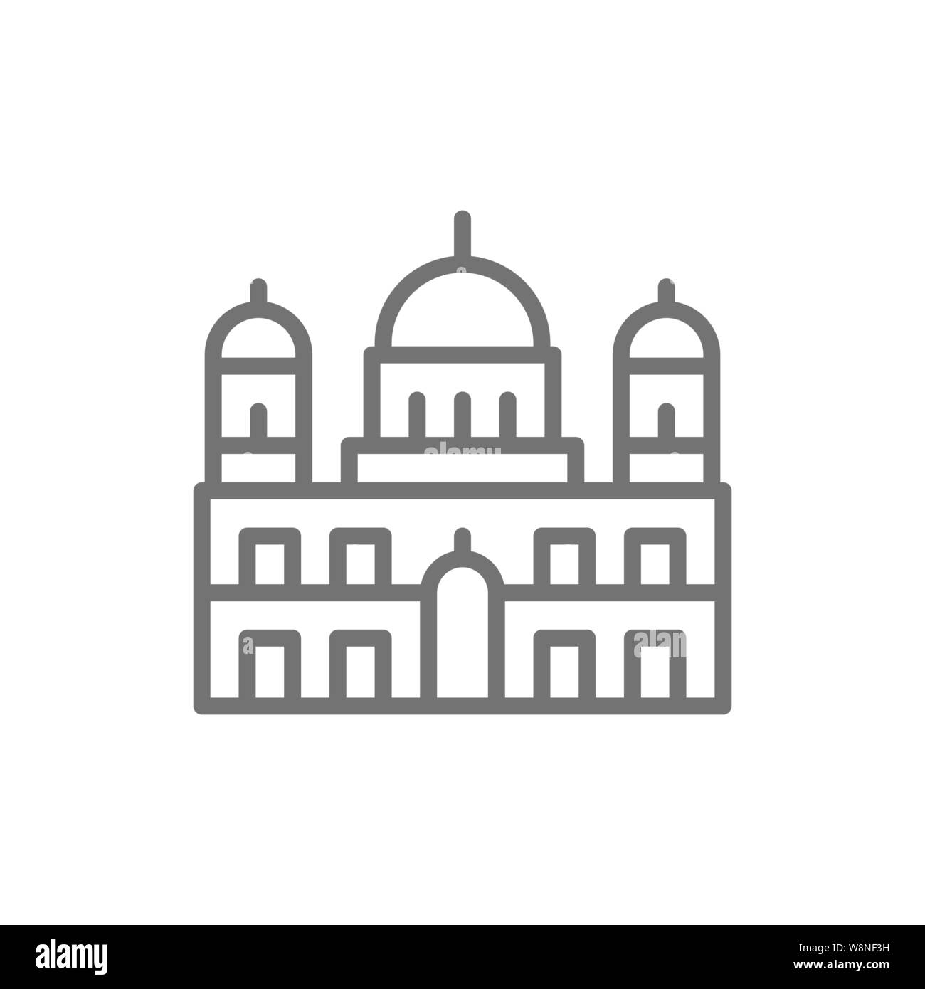 La Catedral de Berlín, hito de icono de línea alemana. Ilustración del Vector
