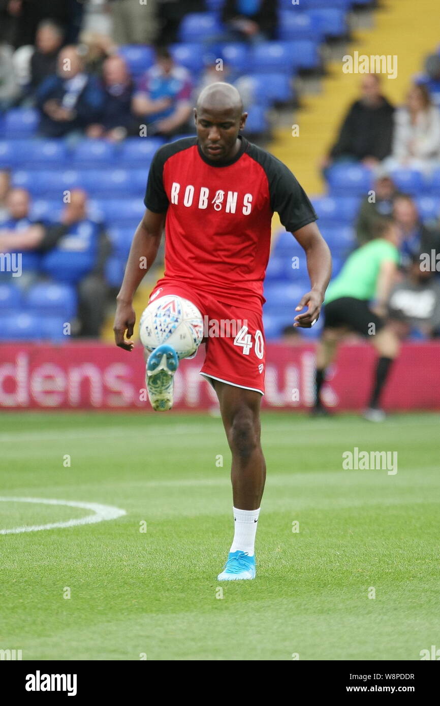 Birmingham, West Midlands, Reino Unido. El 10 de agosto, 2019. Benik Afobe delante del aparejo de campeonato entre Birmingham y Bristol City en el Campeonato EFL. Foto de stock