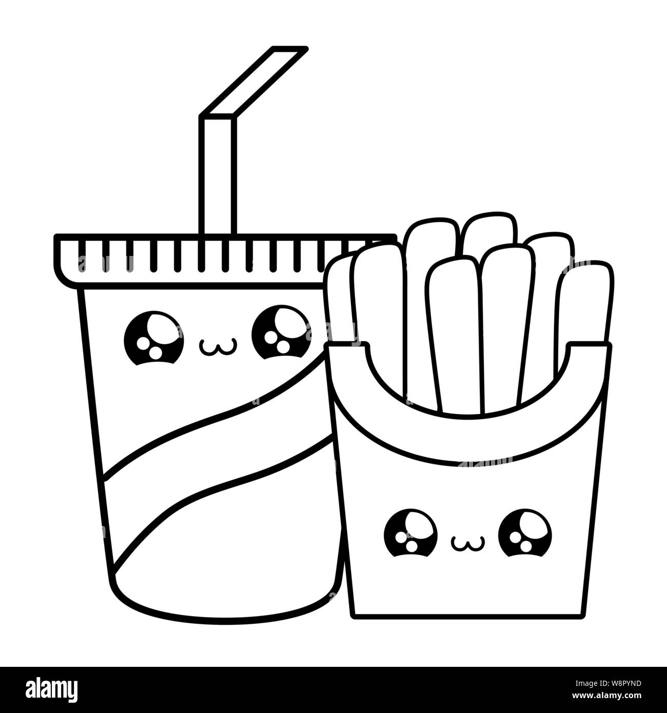 Patatas fritas con bebida fresca estilo kawaii diseño ilustración vectorial Imagen Vector de stock - Alamy Patatas fritas con bebida fresca estilo kawaii diseño ilustración vectorial Imagen Vector de stock - Alamy