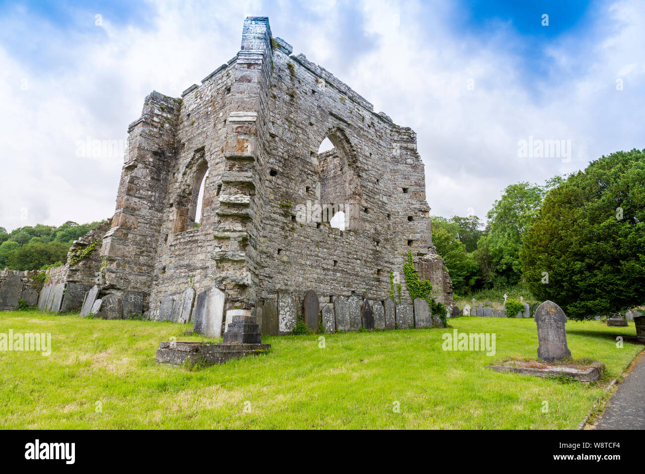 Las ruinas del siglo 12, cerca de la abadía de St Dogmaels Cardigan, Pembrokeshire (Gales, Reino Unido Foto de stock
