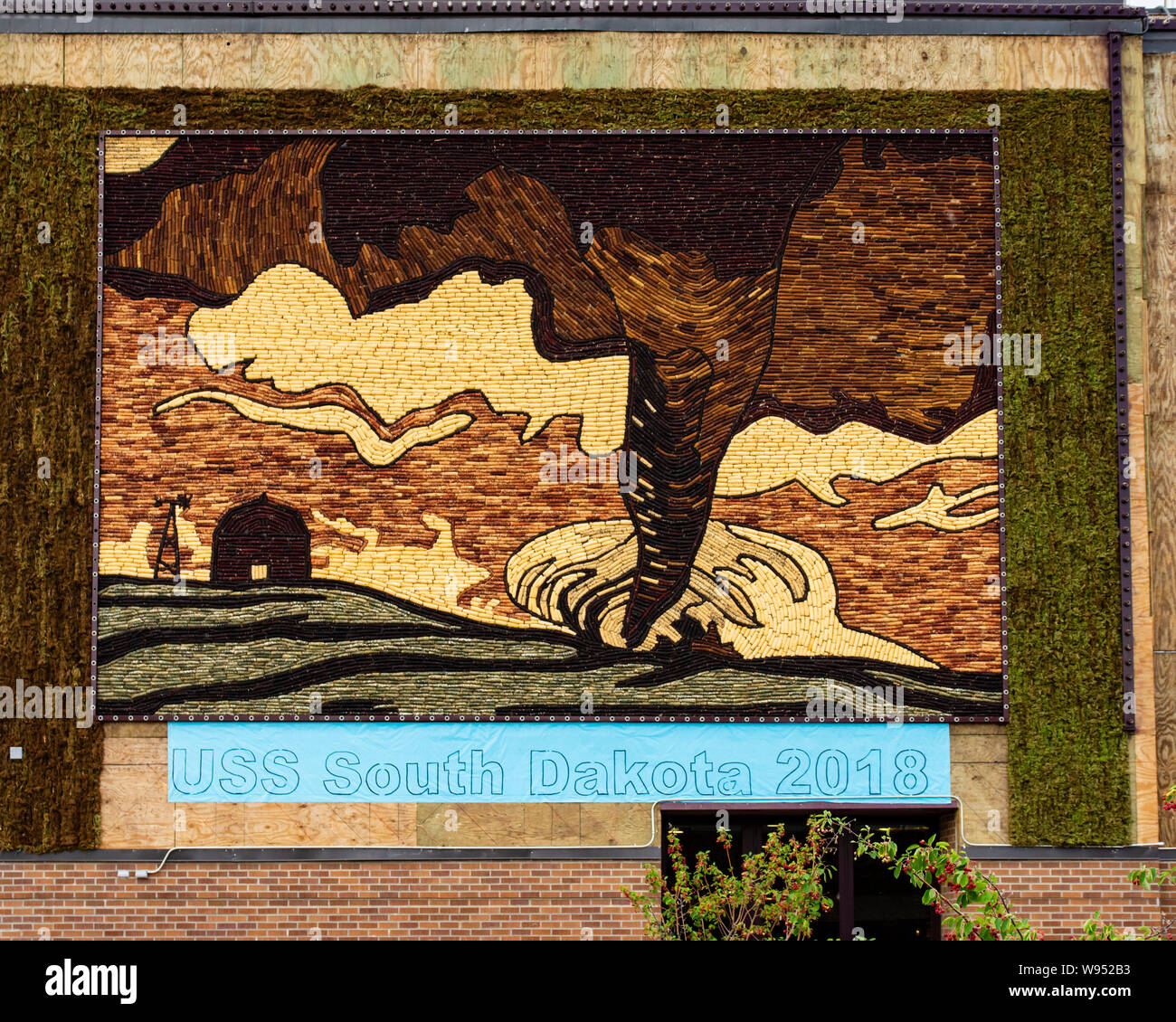 Paneles de arte hecha de maíz en el mundo sólo maíz Palace, situado en Mitchell, Dakota del Sur Foto de stock