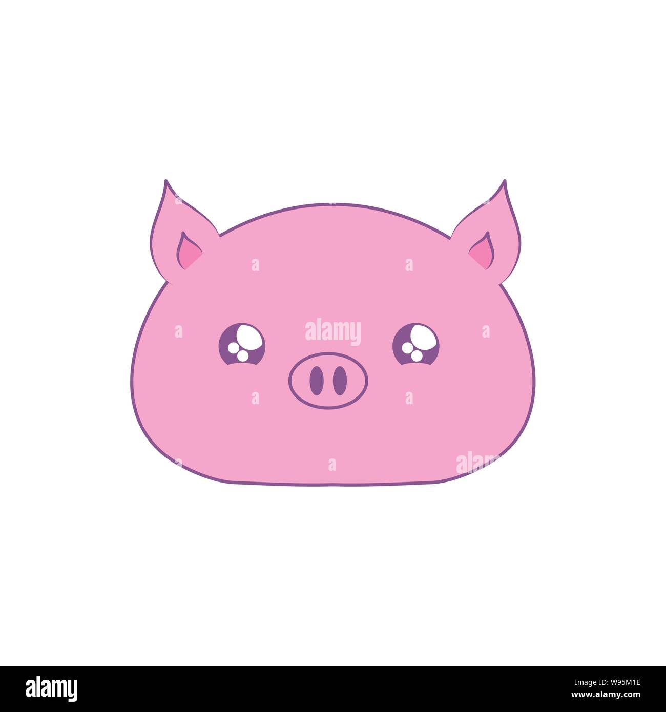 Cabeza de cerdito lindo bebé animal estilo kawaii diseño ilustración  vectorial Imagen Vector de stock - Alamy