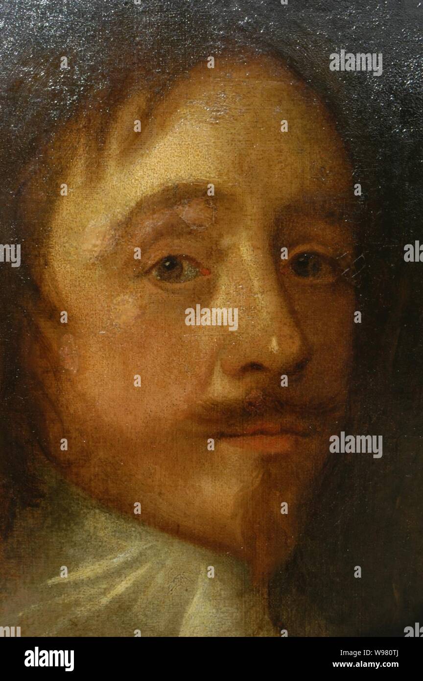 Detalle de un óleo sobre lienzo retrato de Sir Mildmay Fane, KB, (1602-1666), 2º Conde de Westmorland. Foto de stock