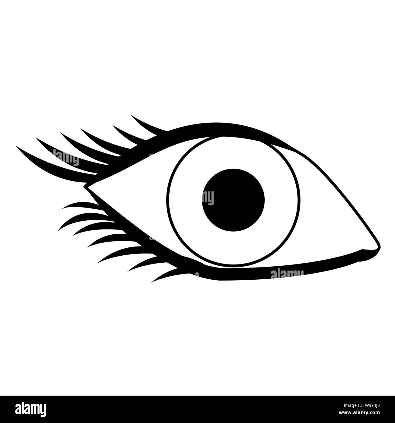 Ojo visión humana ver caricatura en blanco y negro Imagen Vector de stock -  Alamy