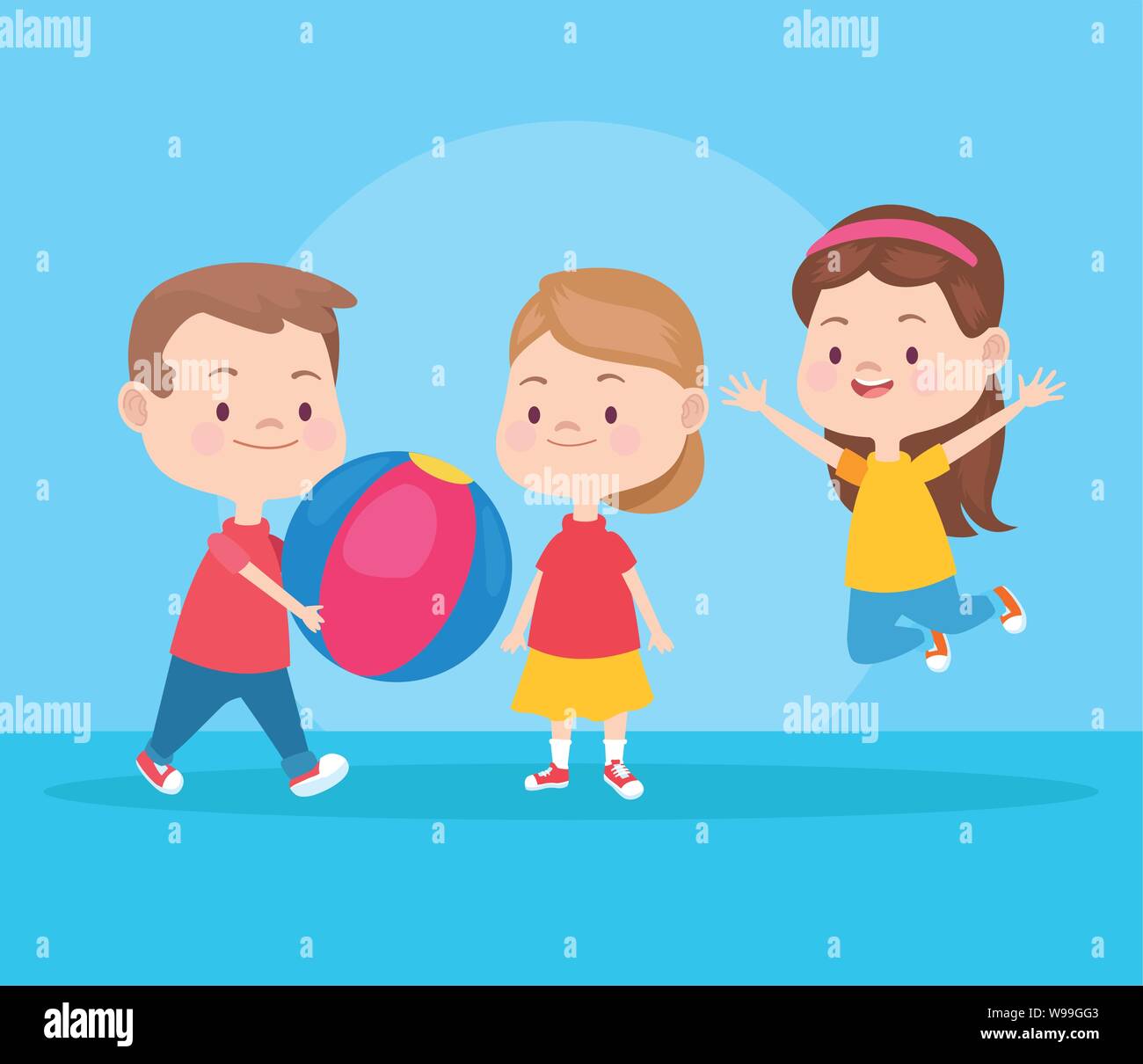 Niños jugando y sonriendo dibujos animados Imagen Vector de stock - Alamy Niños jugando y sonriendo dibujos animados Imagen Vector de stock - Alamy