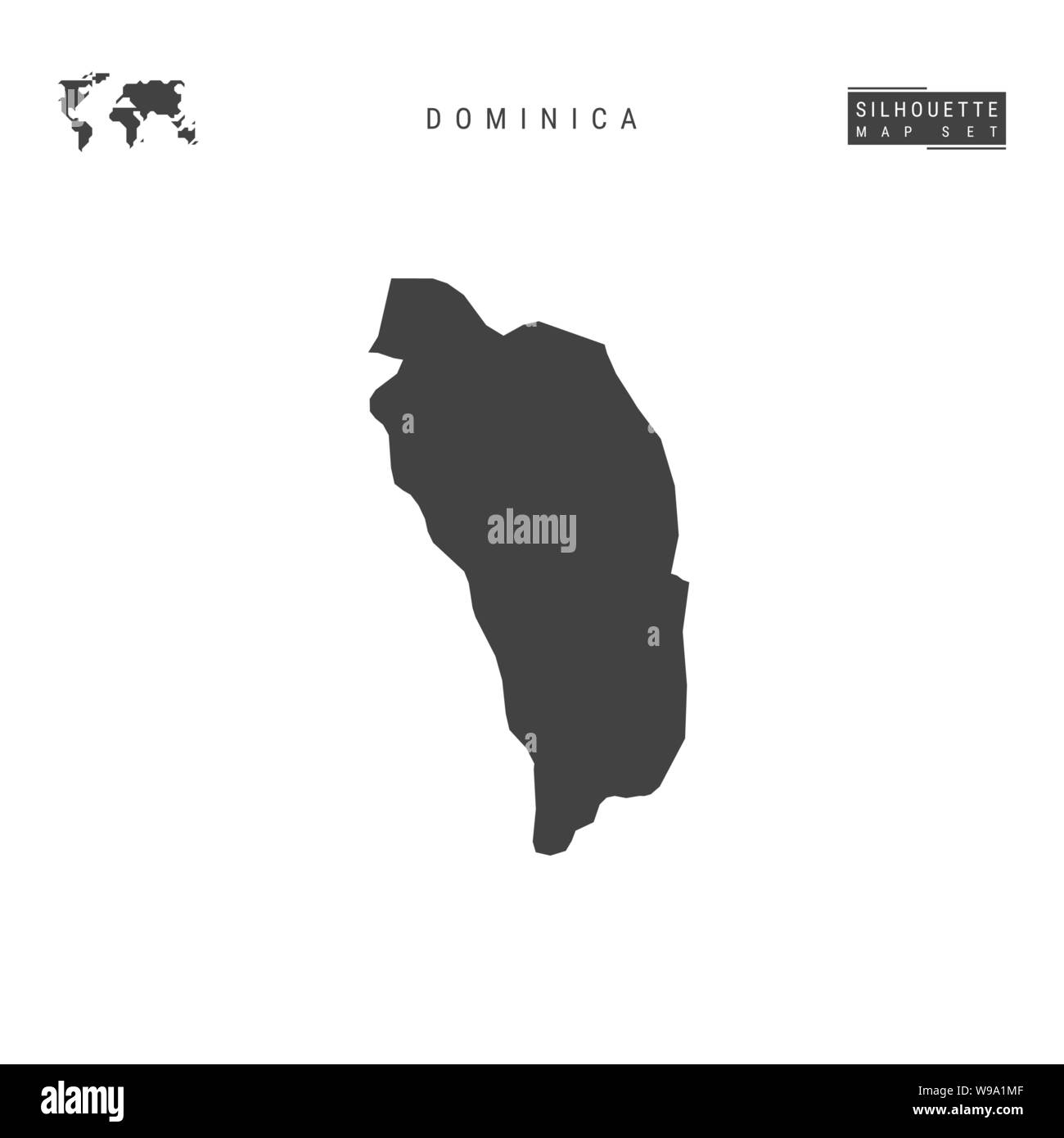 Dominica Mapa de vectores en blanco aislado sobre fondo blanco. High-Detailed silueta negra Mapa de Dominica. Ilustración del Vector