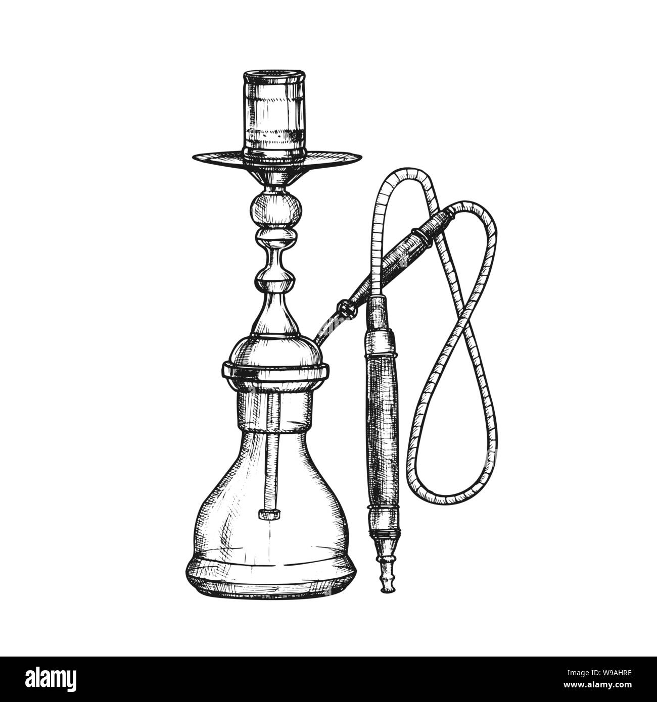 El Hookah Lounge Cafe Equipo Vector dibujados a mano Imagen Vector de