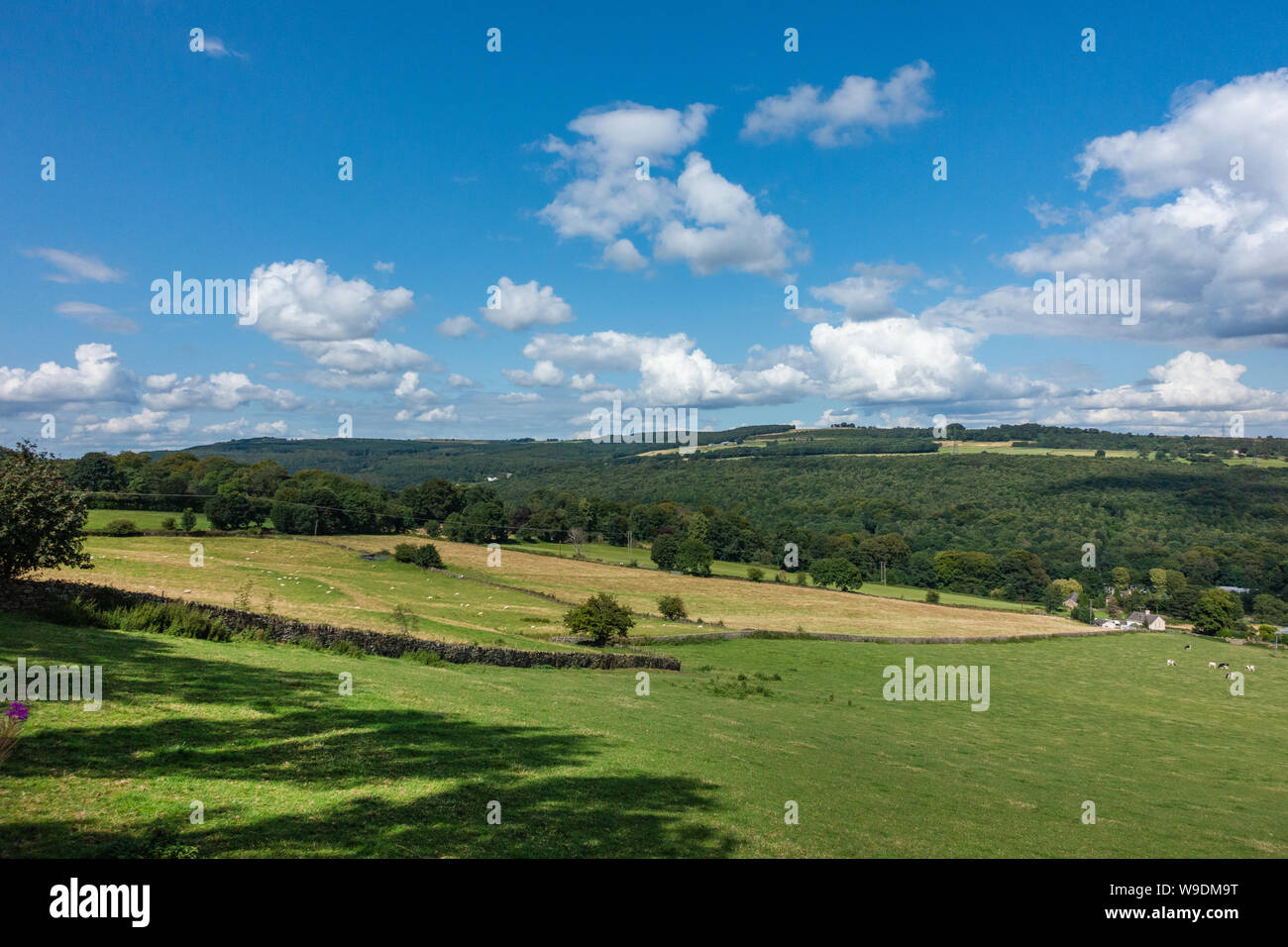 Día soleado vistas panorámicas de Sheffield rural mirando hacia el borde y Grenoside Birley en el sur de Yorkshire, Inglaterra. Foto de stock