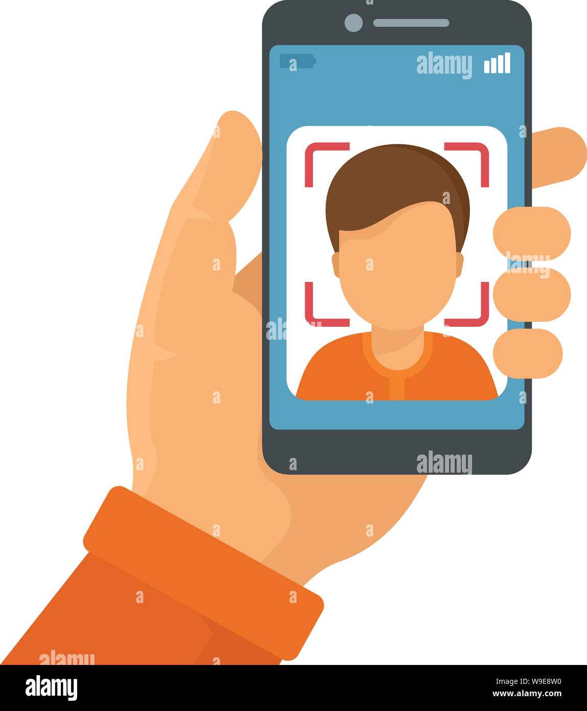 Icono de reconocimiento facial del smartphone. Ilustración de