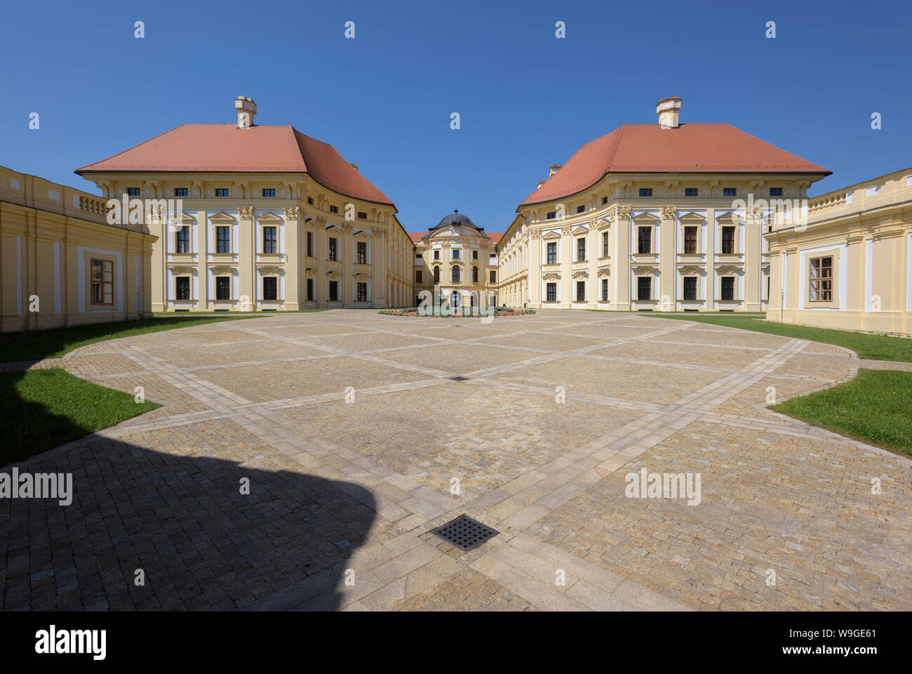 Slavkov Castillo, también conocido como el Castillo de Austerlitz, en Slavkov u Brna, República Checa, Europa Foto de stock