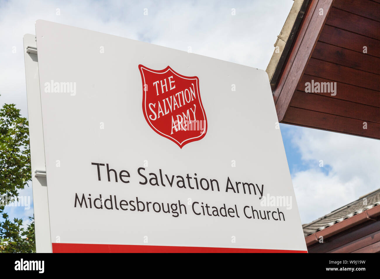 La señal para el Ejército de Salvación,Middlesbrough,Inglaterra,Reino Unido Foto de stock