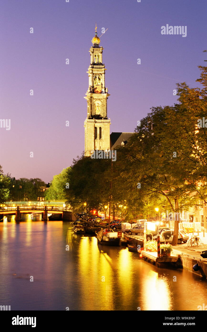 Westerkerk, Prinsengracht, Amsterdam, Países Bajos (Holanda), Europa Foto de stock