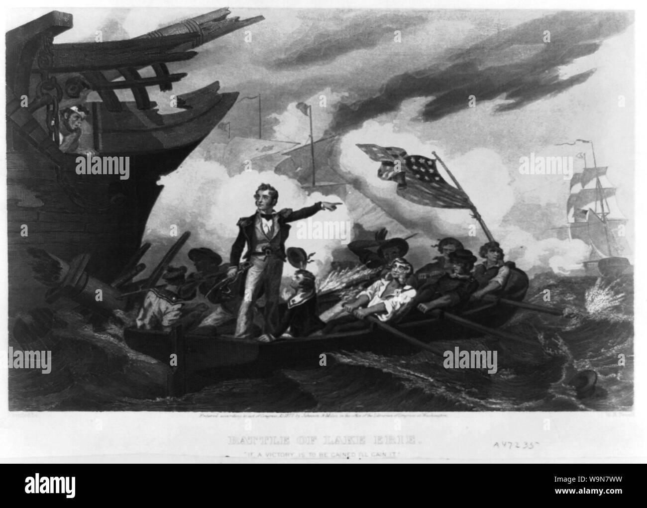 La batalla del Lago Erie / pintado por W.H. Powell. Foto de stock