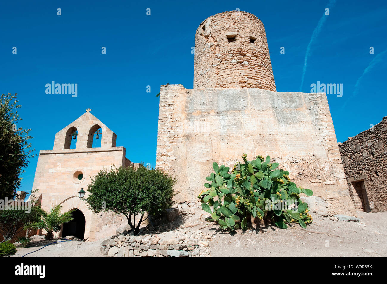 Iglesia de castillo, Capdepera, Mallorca, Islas Baleares, España, Europa Foto de stock