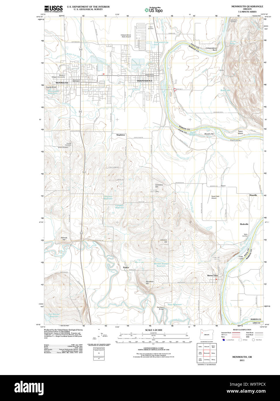 Mapa de monmouth oregon Imágenes recortadas de stock Alamy