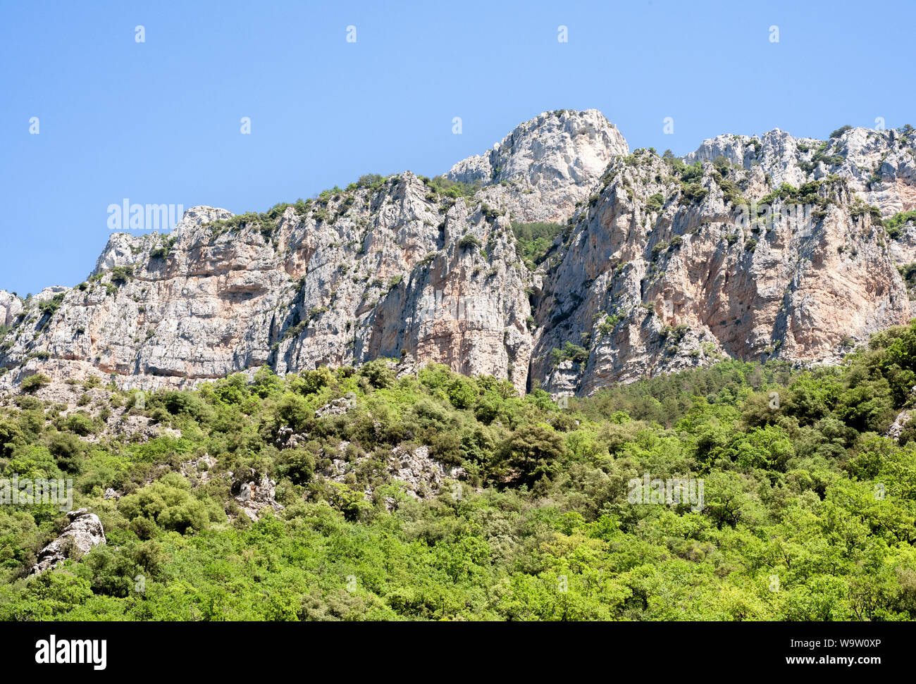 Acantilados de Verdon Gorge, conocido también como las Gorges du Verdon o Grand Canyon du Verdon, Alpes-de-Haute-Provence, en el sur de Francia, Europa Foto de stock