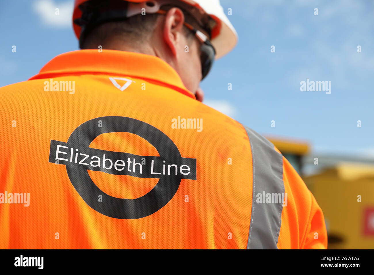 Los trabajos de construcción para completar travesaño, o la línea de Elizabeth, en Londres, Reino Unido Foto de stock