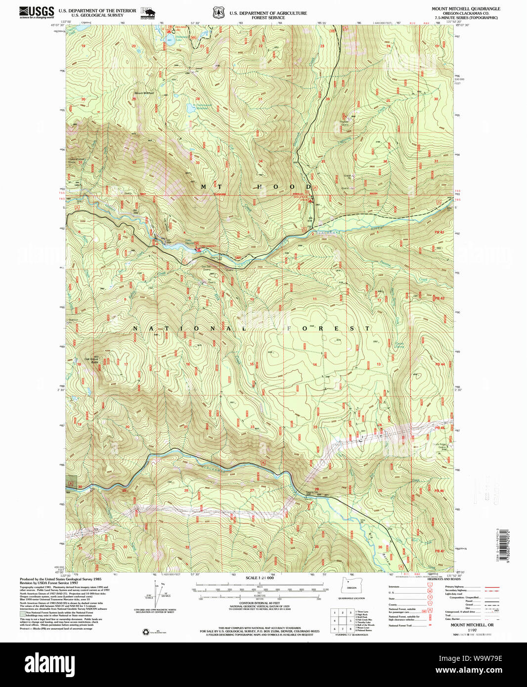 Mapa de mitchell de oregon Imágenes recortadas de stock Alamy