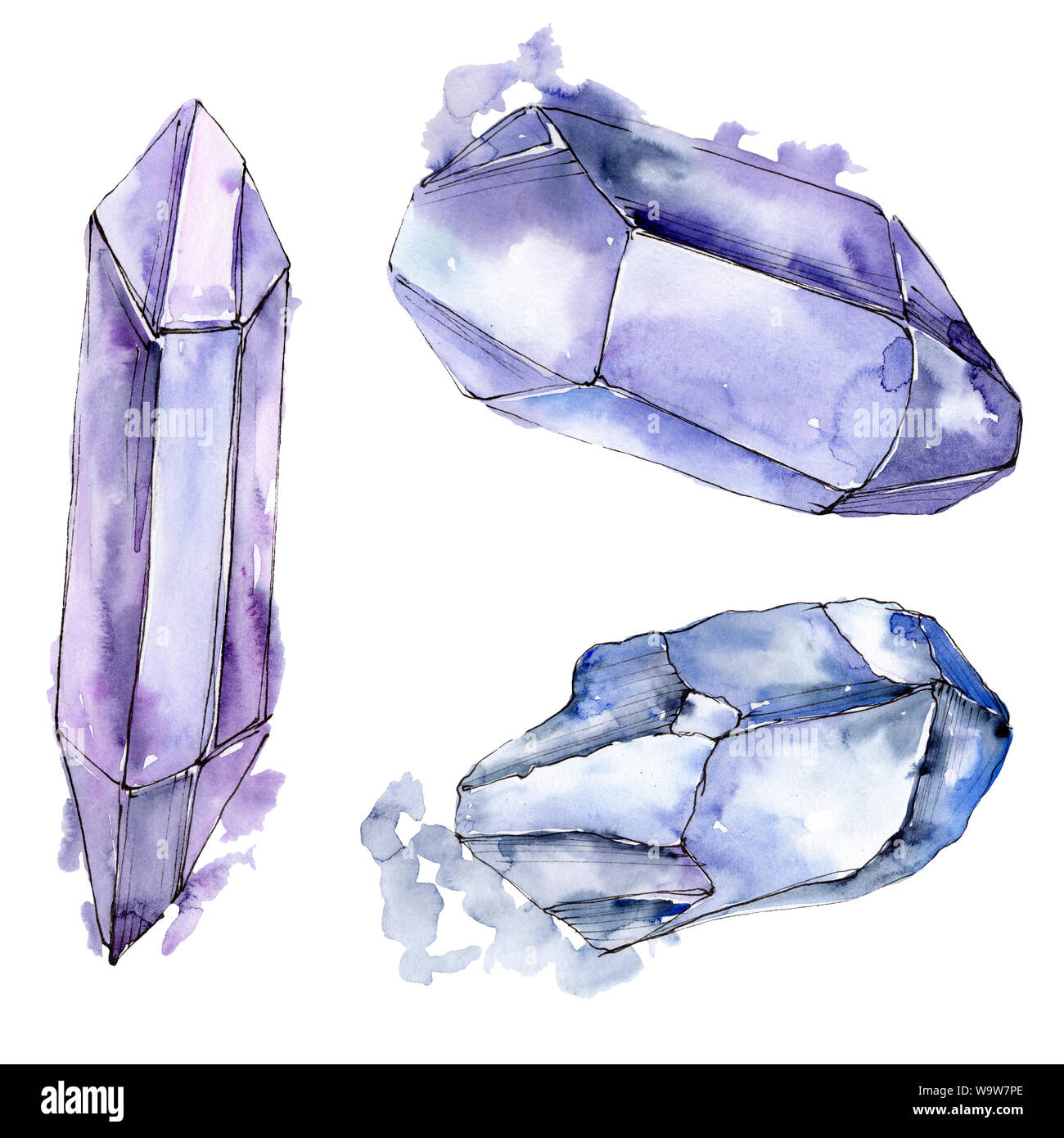 Colorido diamante JOYERÍA ROCA minerales. Ilustración de fondo acuarela. Dibujo acuarela moda aquarelle Cristales aislados ilu Fotografía stock - Alamy