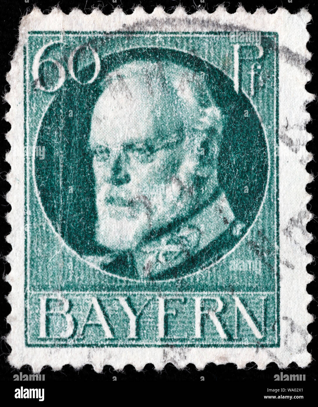 El rey Ludwig III de Baviera (1845-1921), sello, Alemania, Baviera, 1914 Foto de stock