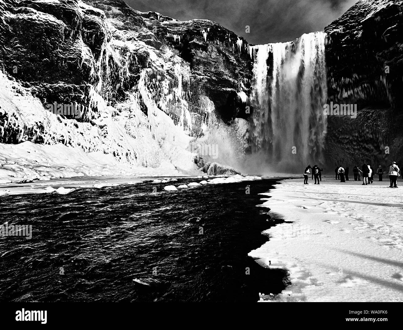 Islandia cascada en invierno Foto de stock