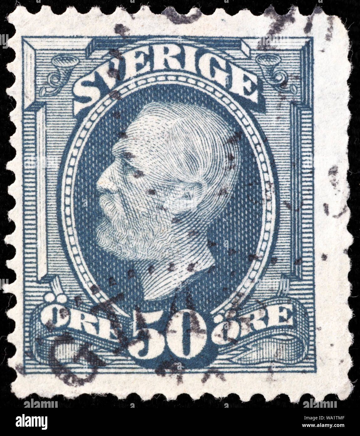 Oscar II, Rey de Suecia y Noruega (1872-1907), sello, Suecia, 1898 Foto de stock