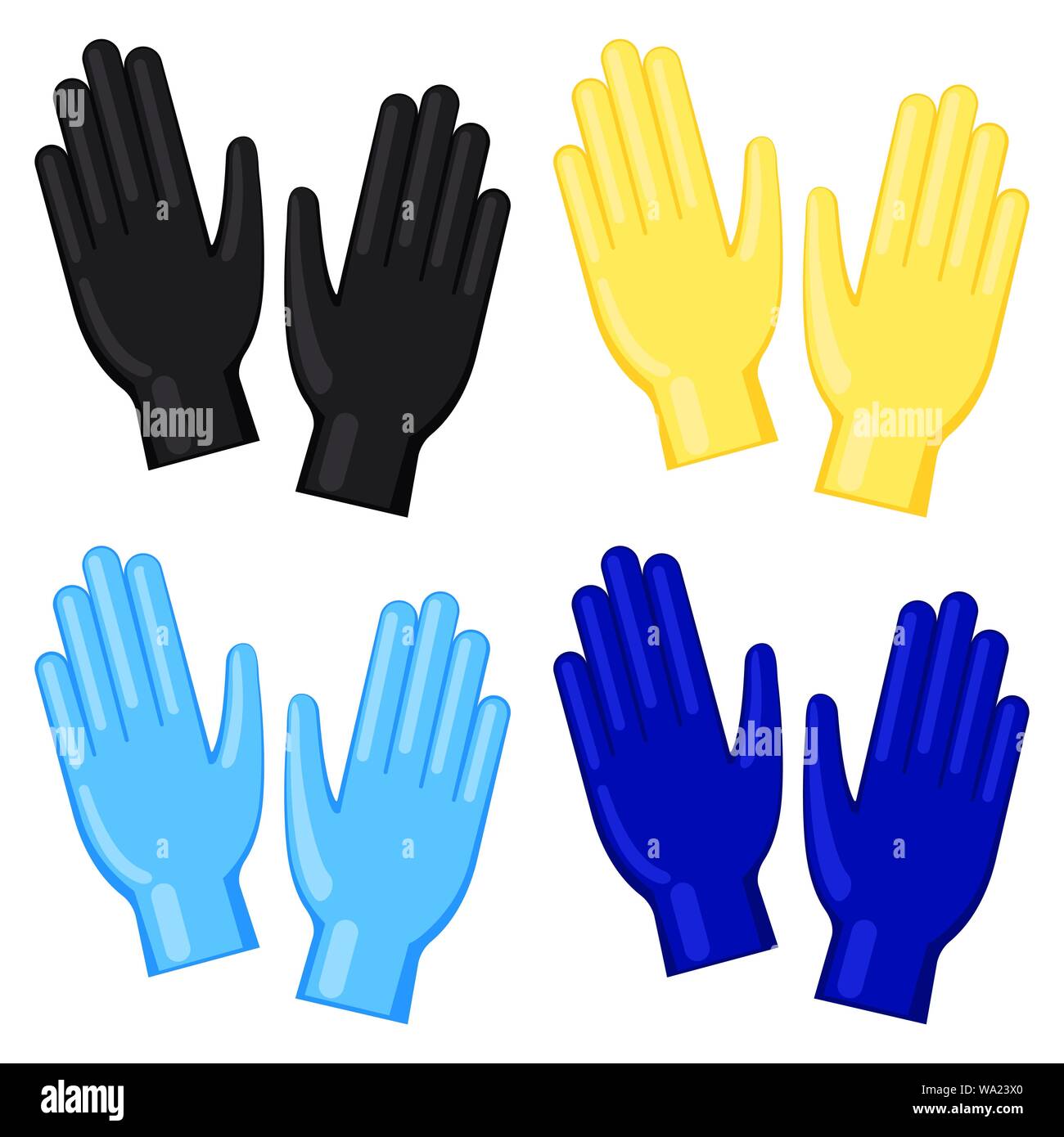 Coloridos dibujos animados guantes de nitrilo desechables set Imagen Vector  de stock - Alamy
