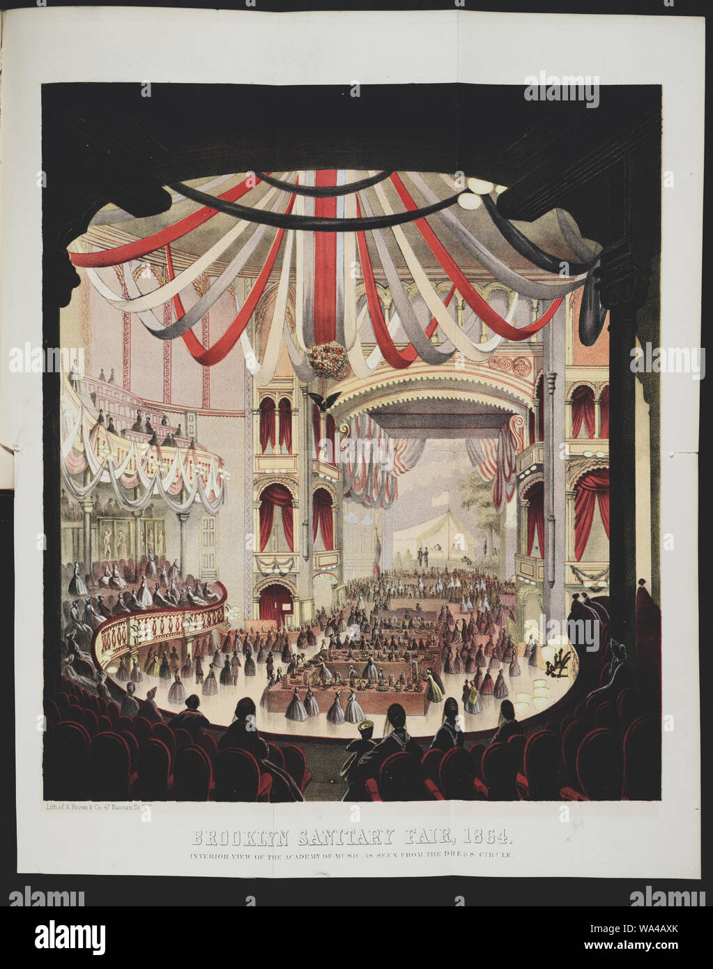 Brooklyn Feria Sanitaria, 1864 vista interior de la Academia de la música, como se ve desde el vestido circle / / Lith. de A. Brown & Co. 47 Nassau St. N.Y. Foto de stock