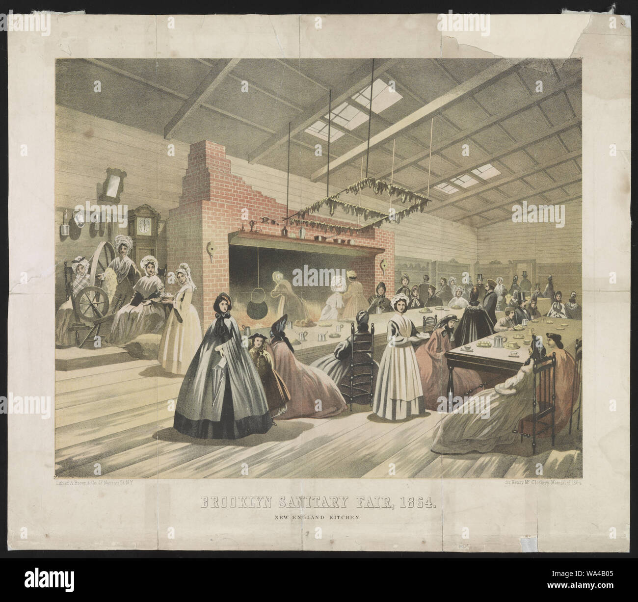 Sanitarios de Brooklyn justo, 1864. Cocina de Nueva Inglaterra / lith. de A. Brown & Co. 47 Nassau St. N.Y. para Henry McCloskey del Manual de 1864. Foto de stock