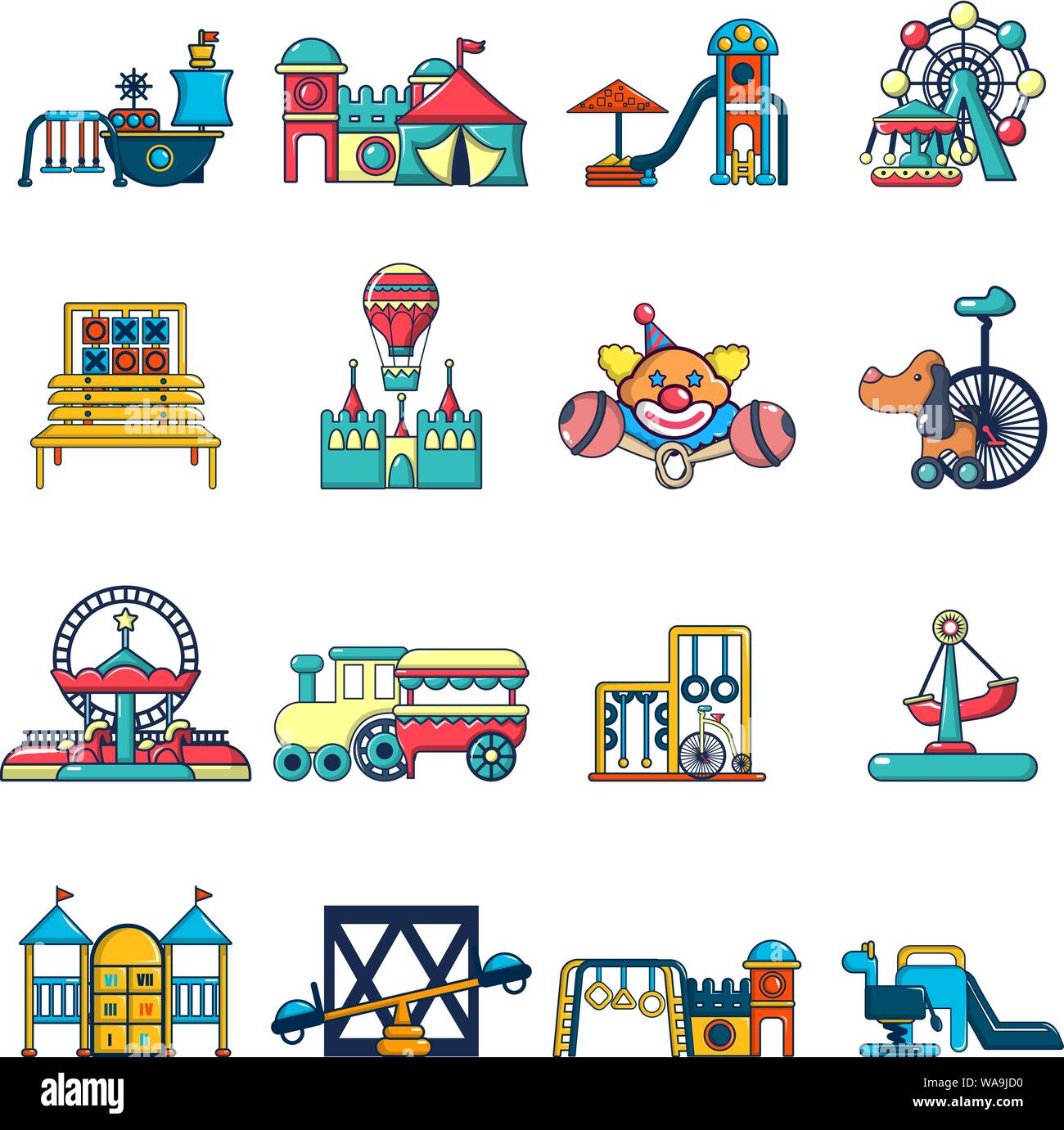 Zona de juegos para niños, conjunto de iconos de estilo de dibujos animados  Imagen Vector de stock - Alamy