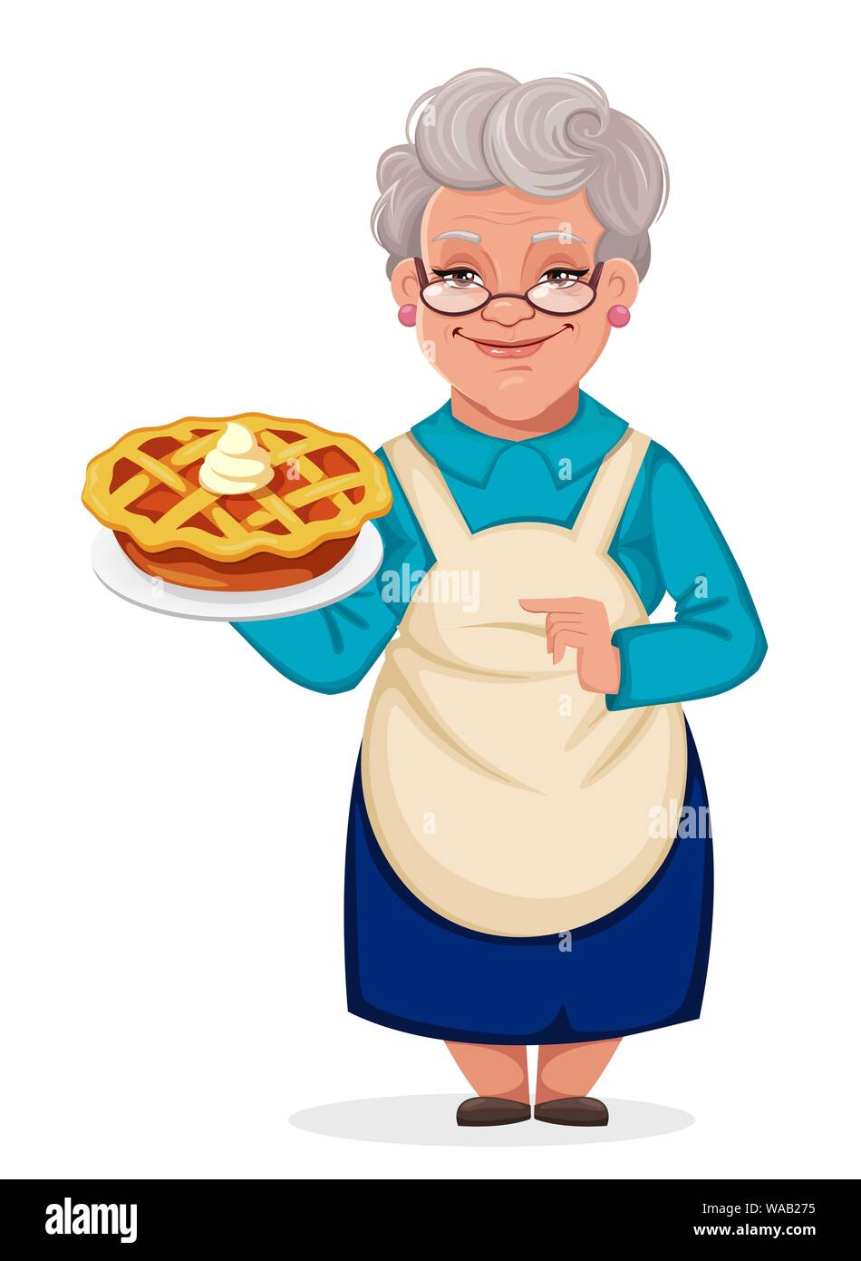 Feliz Día de los abuelos. Abuela alegre personaje de caricatura sosteniendo  un delicioso pastel de calabaza. Ilustración vectorial Imagen Vector de  stock - Alamy