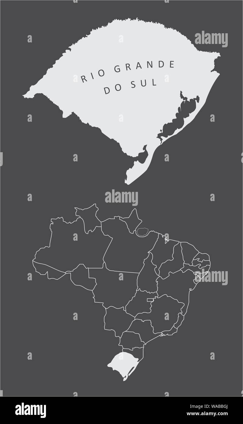 El Estado De Rio Grande Do Sul Silhouette Mapa Y Su Ubicacion En Brasil Imagen Vector De Stock Alamy