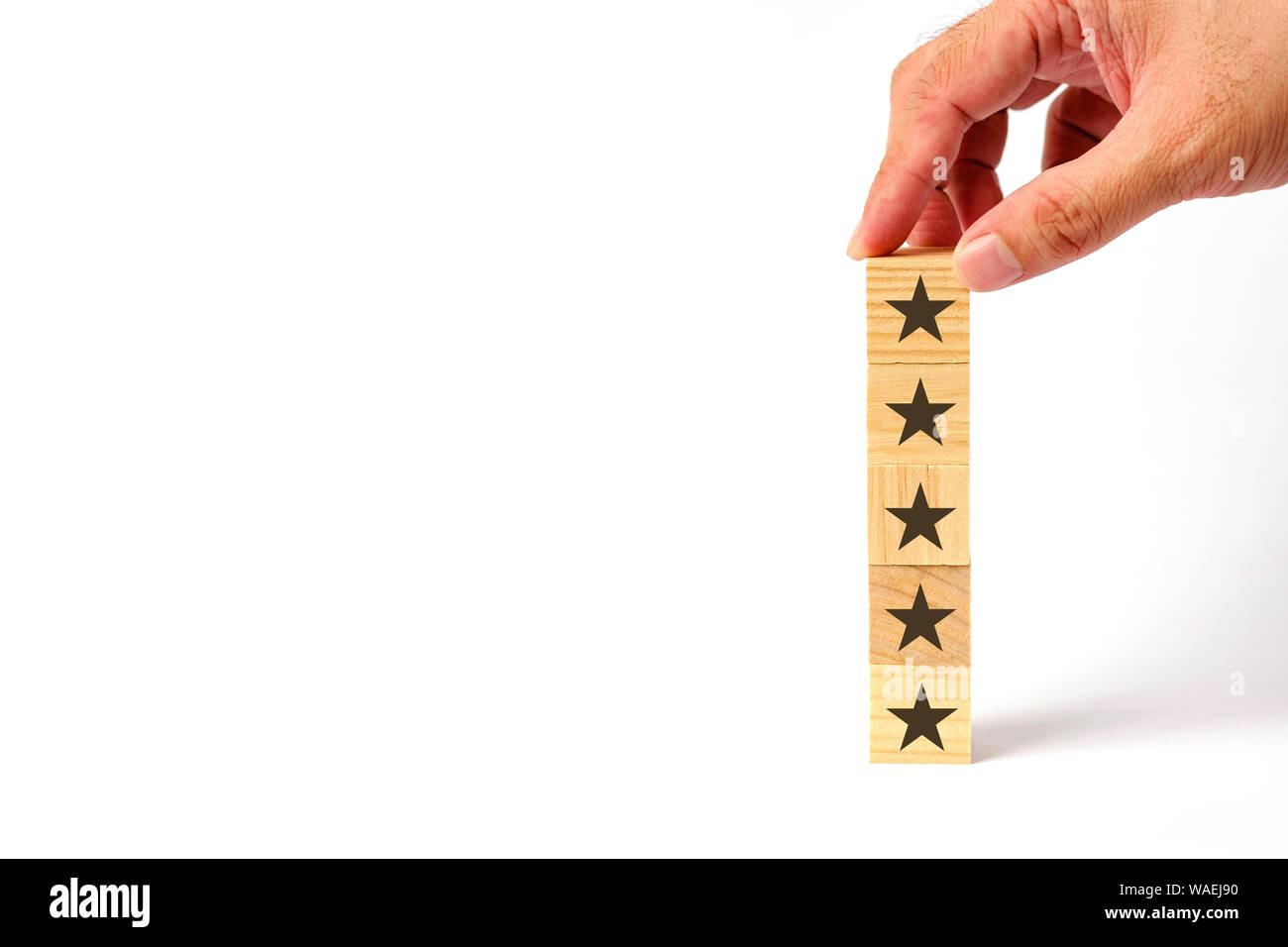 Servicio al Cliente Encuesta de satisfacción y evaluación del concepto de calificación con estrellas. Foto de stock