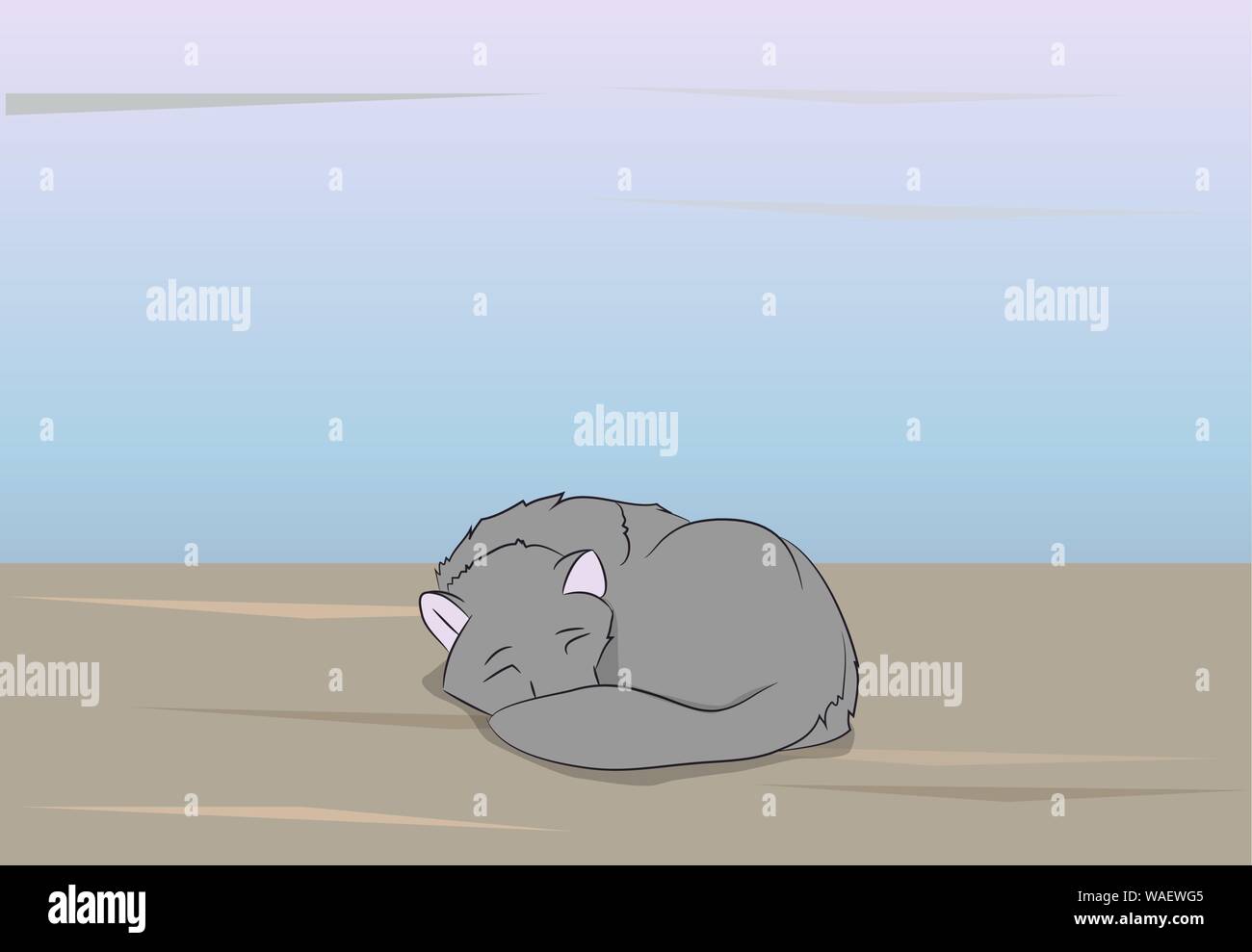 Lobo dormido sobre la naturaleza de fondo, vector de fondo Ilustración del Vector