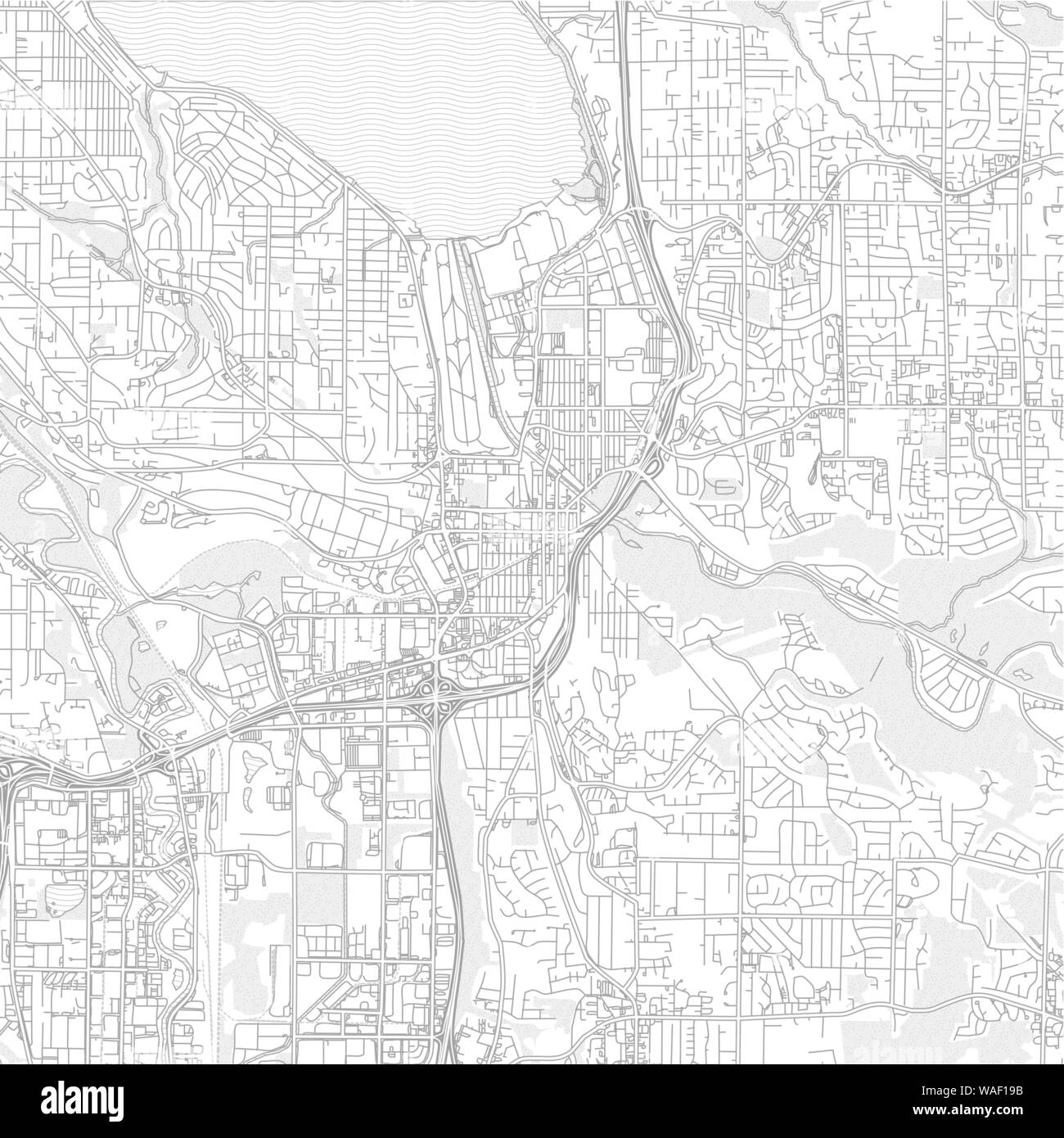 mapa carreteras secundarias Renton, Washington, EE.UU., expuso brillante mapa de vectores con 