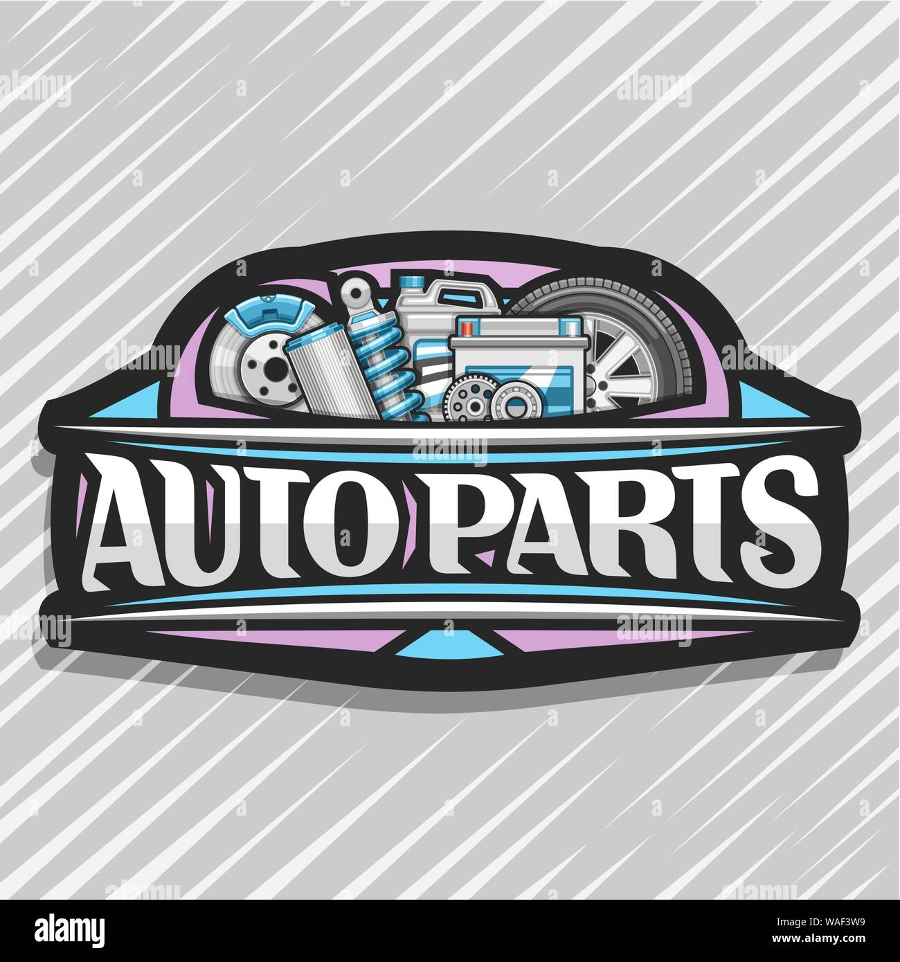 Vector logo para Auto Parts, póster con negro cartel con letras
