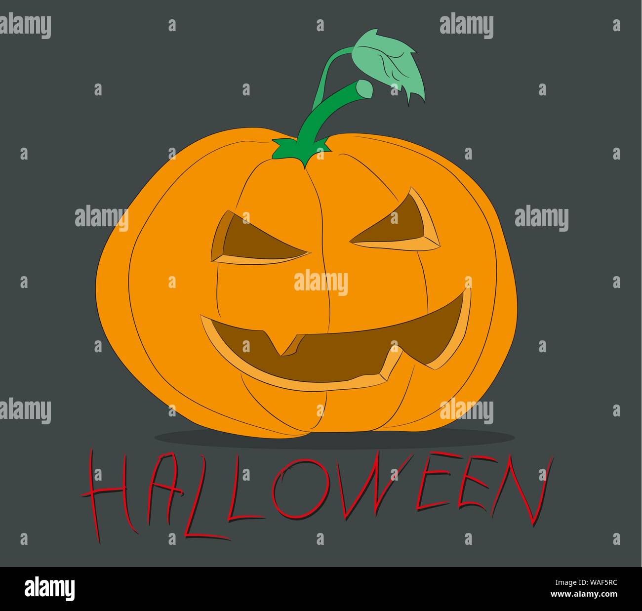 Dibujo de calabaza de Halloween, vector de color, color de fondo Imagen