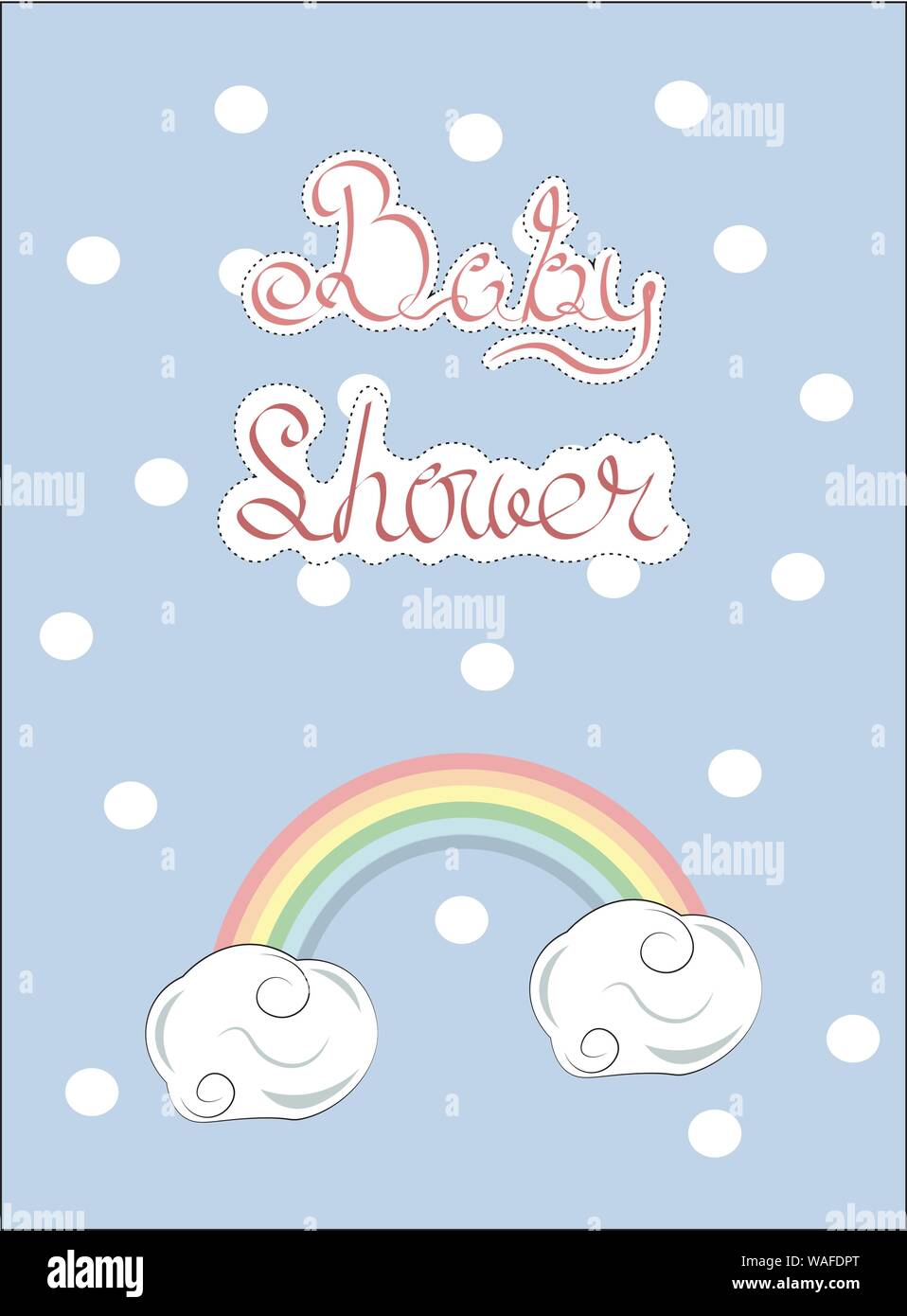 Tarjeta, póster o la invitación, para baby shower, con un arco iris en las  nubes Imagen Vector de stock - Alamy
