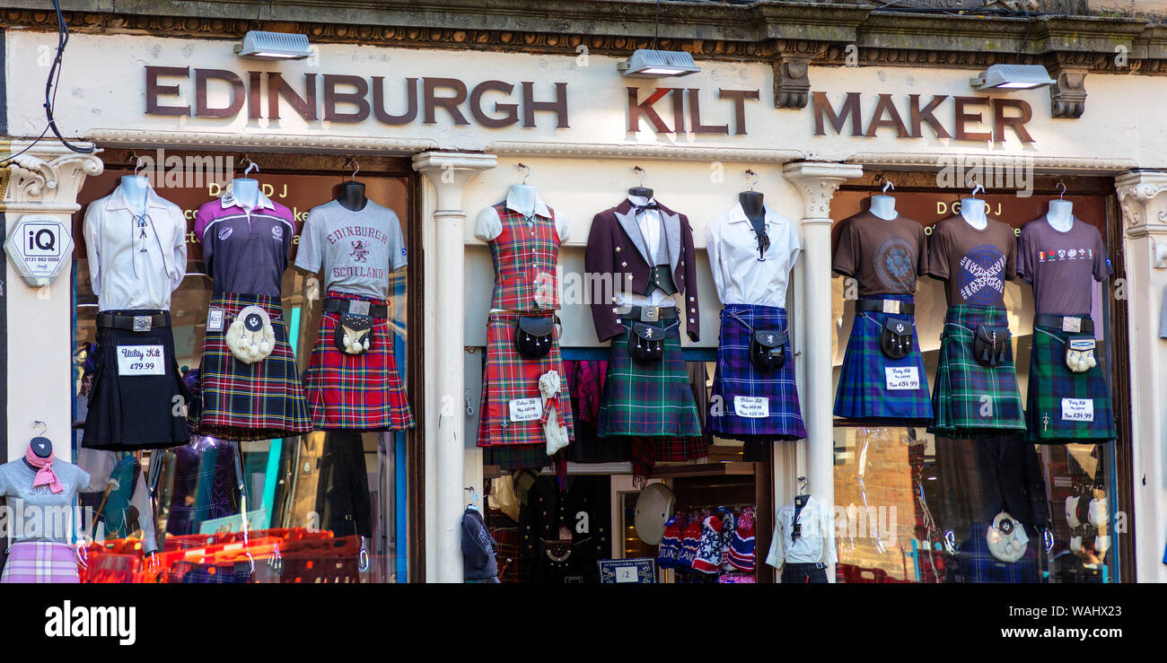 Falda tradicional Tienda, Edimburgo, Escocia, Gran Bretaña Foto de stock