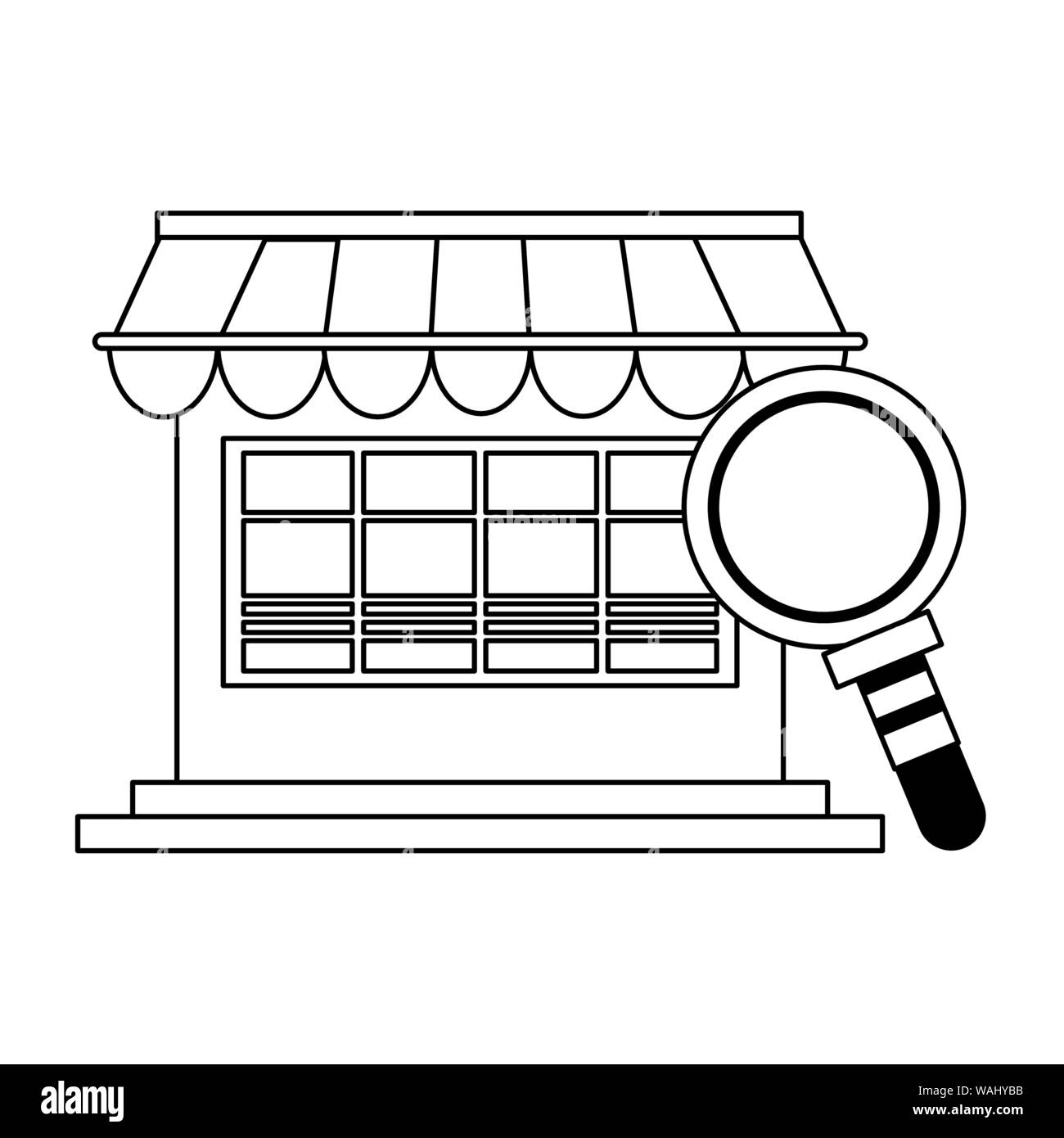 Las ventas online de comercio entrega caricatura en blanco y negro Imagen  Vector de stock - Alamy