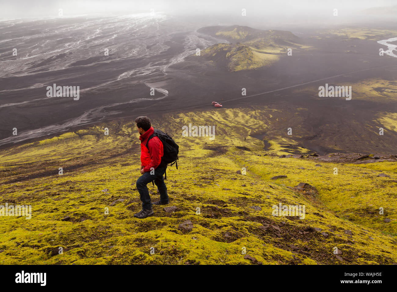 Moss volcán en Islandia Maelifell highlands Foto de stock