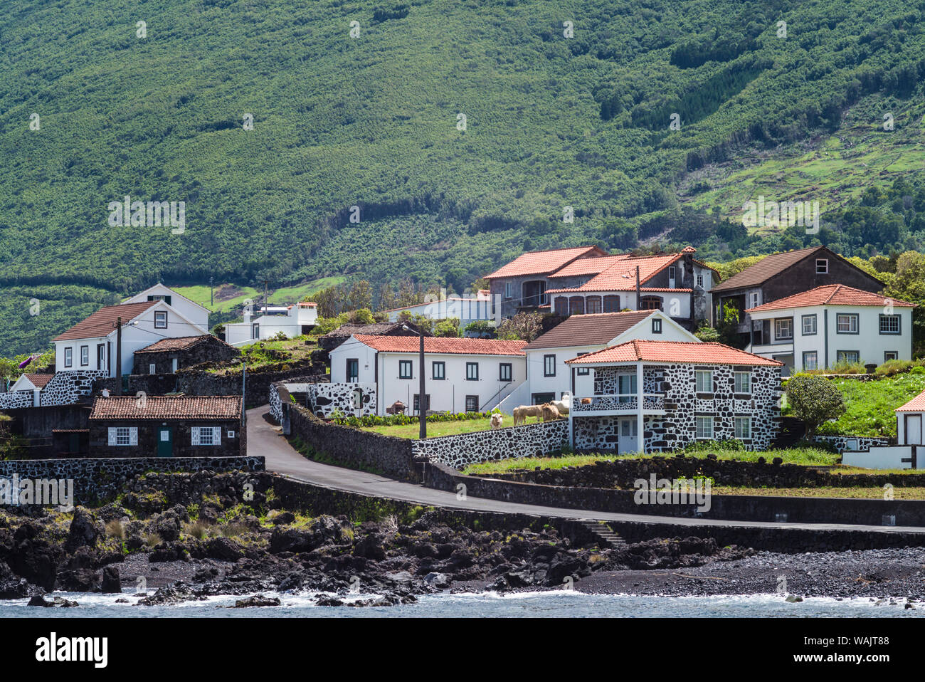 Portugal, Azores, Pico Island, Prainha. Vista de la ciudad Foto de stock