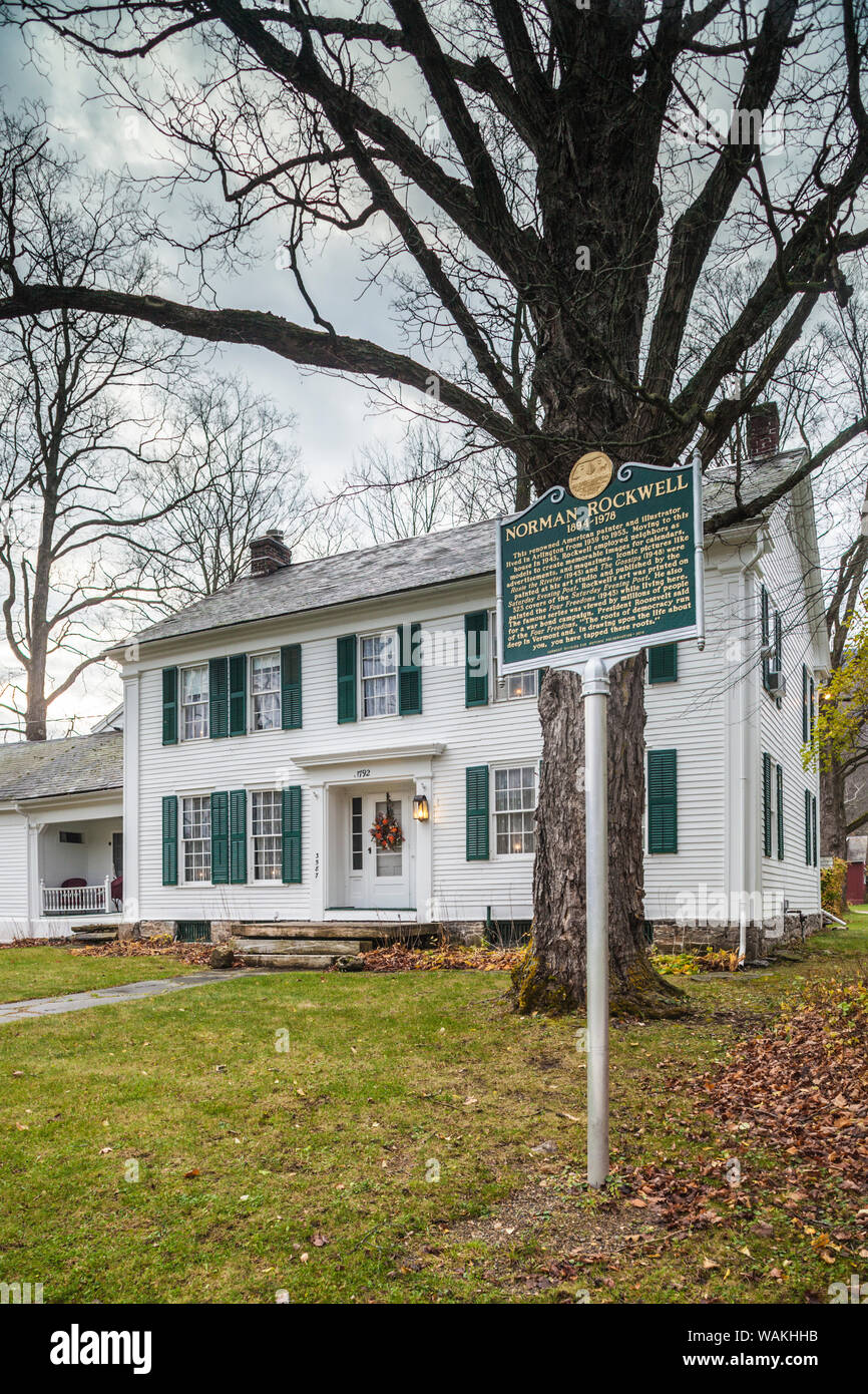 Estados Unidos, Vermont, West Arlington. Antigua casa del pintor estadounidense Norman Rockwell Foto de stock