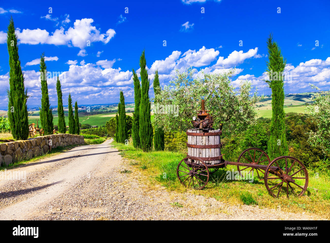 Impresionante paisaje de la Toscana,Val d' Orcia,Italia. Foto de stock